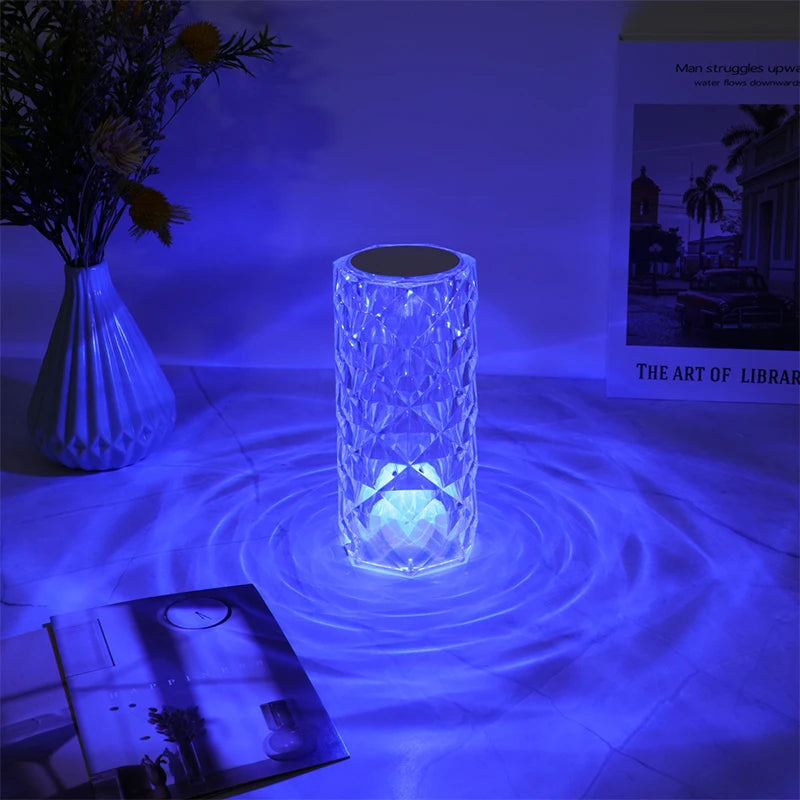 New USB rechargeable crystal mini rose petal small table lamp decorative lamp