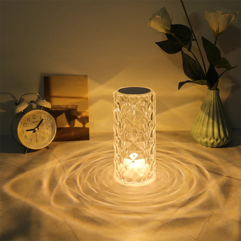 New USB rechargeable crystal mini rose petal small table lamp decorative lamp
