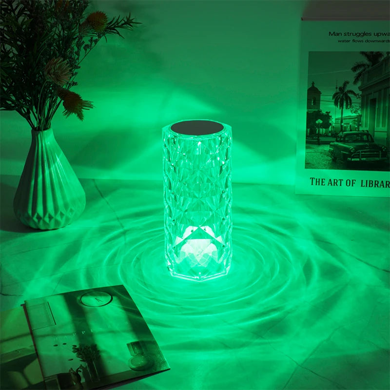 New USB rechargeable crystal mini rose petal small table lamp decorative lamp