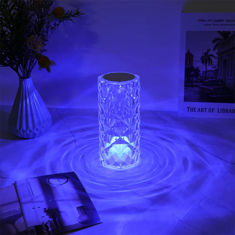 New USB rechargeable crystal mini rose petal small table lamp decorative lamp