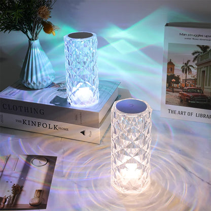 New USB rechargeable crystal mini rose petal small table lamp decorative lamp