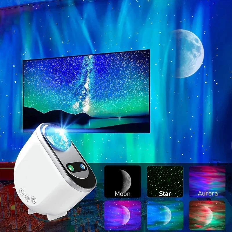 NEW Aurora Projectors Galaxy Star Projector Northern Light Starry Sky Moon Lamp For Bedroom Decor Bluetooth Music Nightlights