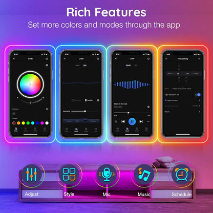 30M/20M Mexllex RGB Neon Light Strip with APP &Remote, Color Change Waterproof Music Sync Mode for Bedroom Room Outdoors Decro