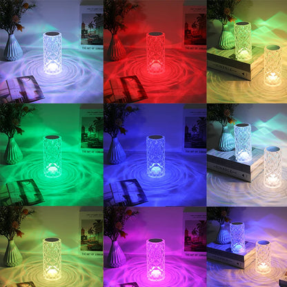 New USB rechargeable crystal mini rose petal small table lamp decorative lamp