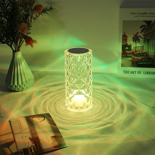 New USB rechargeable crystal mini rose petal small table lamp decorative lamp