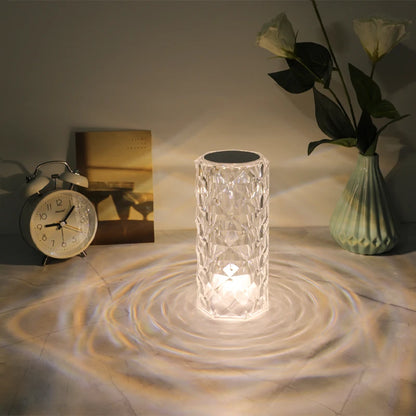 New USB rechargeable crystal mini rose petal small table lamp decorative lamp