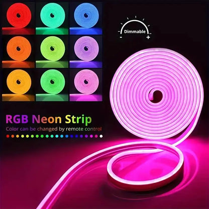 5V LED Neon Strip Lights USB Powered Music Sync 24-Key Remote Flexible And Waterproof For Indoor Outdoor Decoration Strip Lights