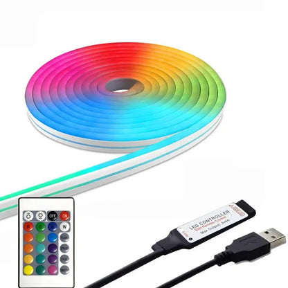 5V LED Neon Strip Lights USB Powered Music Sync 24-Key Remote Flexible And Waterproof For Indoor Outdoor Decoration Strip Lights