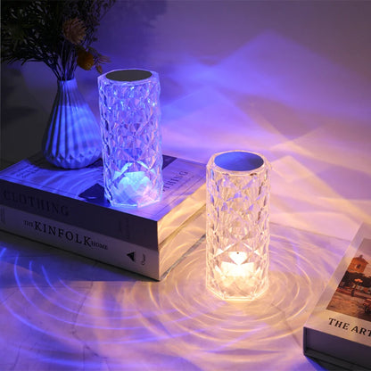 New USB rechargeable crystal mini rose petal small table lamp decorative lamp