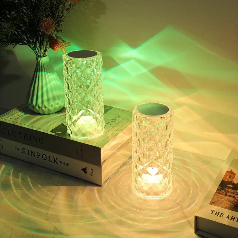 New USB rechargeable crystal mini rose petal small table lamp decorative lamp